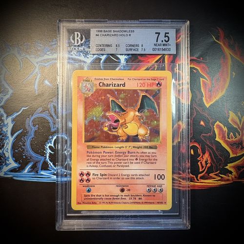 Shadowless Charizard 1999 Holo – BGS 7.5 NM+ – Low Pop – Vintage Pokémon